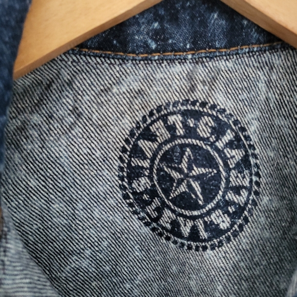 Vintage 80's Levi's Galactic Spotted 4 Pocket Frayed Denim Vest M - Picture 5 of 16